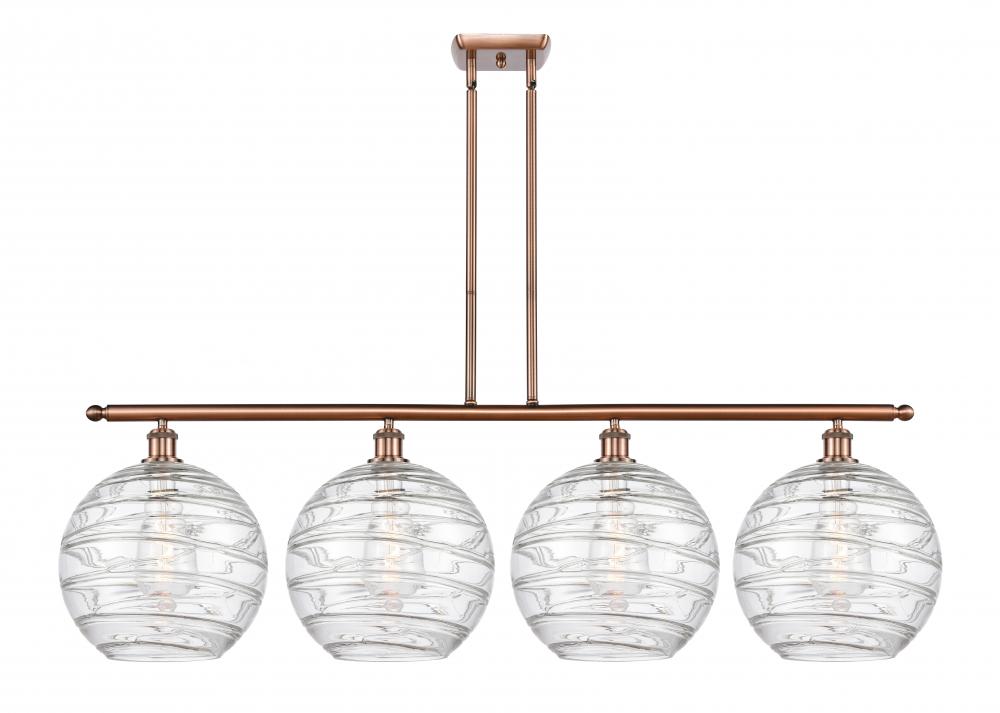 Athens Deco Swirl - 4 Light - 50 inch - Antique Copper - Stem hung - Island Light