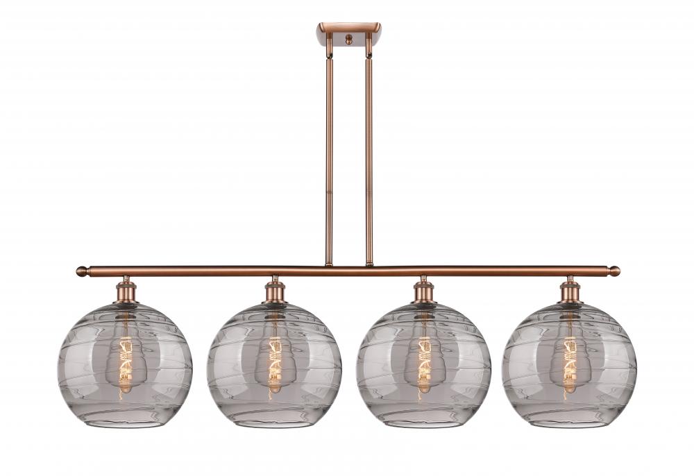 Athens Deco Swirl - 4 Light - 50 inch - Antique Copper - Stem hung - Island Light