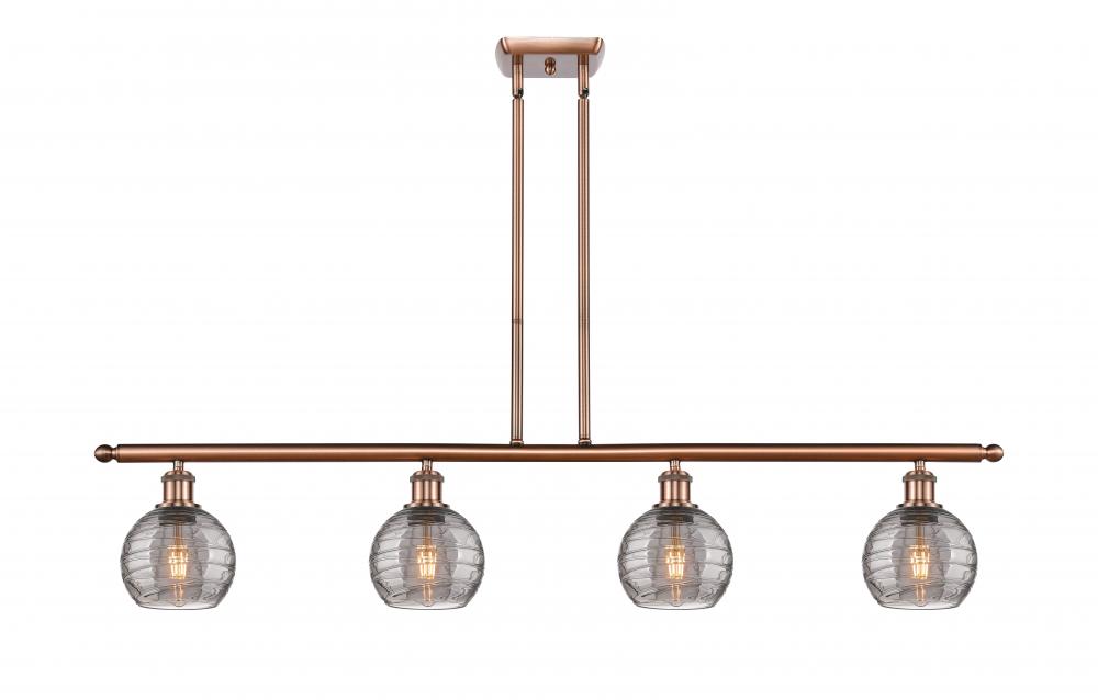 Athens Deco Swirl - 4 Light - 48 inch - Antique Copper - Stem hung - Island Light