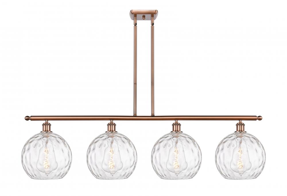 Athens Water Glass - 4 Light - 48 inch - Antique Copper - Stem hung - Island Light