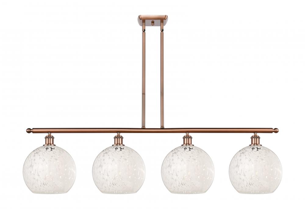 White Mouchette - 4 Light - 48 inch - Antique Copper - Stem Hung - Island Light