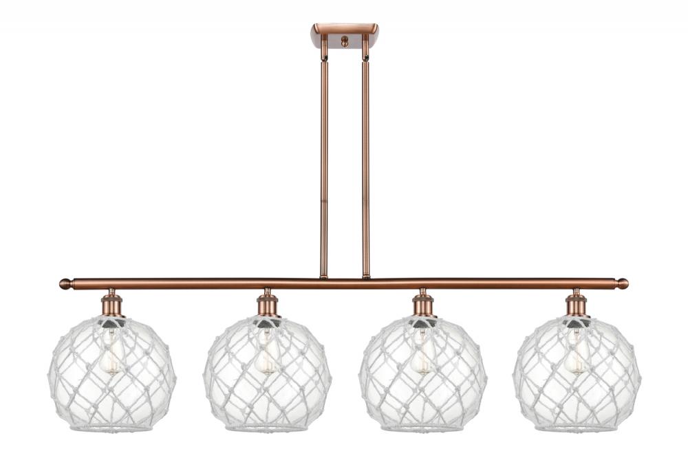 Farmhouse Rope - 4 Light - 48 inch - Antique Copper - Stem hung - Island Light