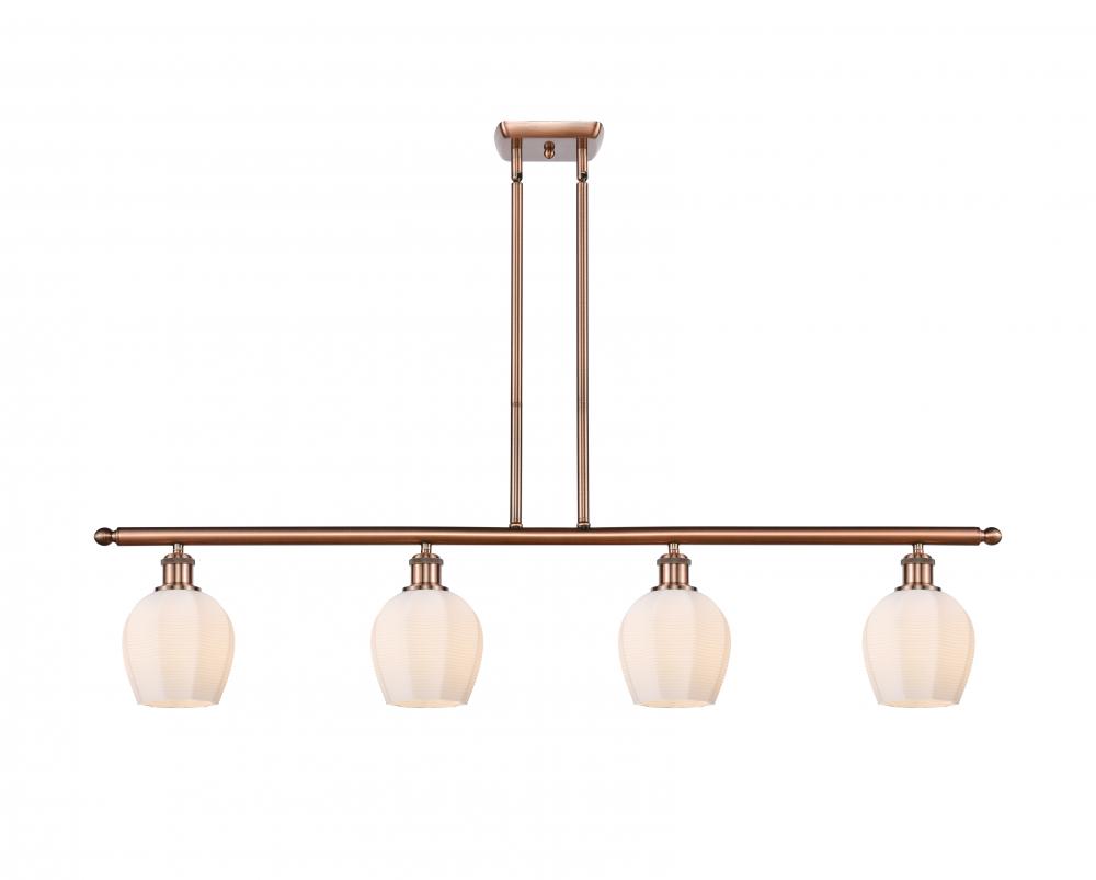 Norfolk - 4 Light - 48 inch - Antique Copper - Stem hung - Island Light