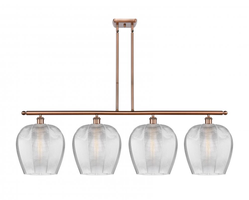 Norfolk - 4 Light - 50 inch - Antique Copper - Stem hung - Island Light