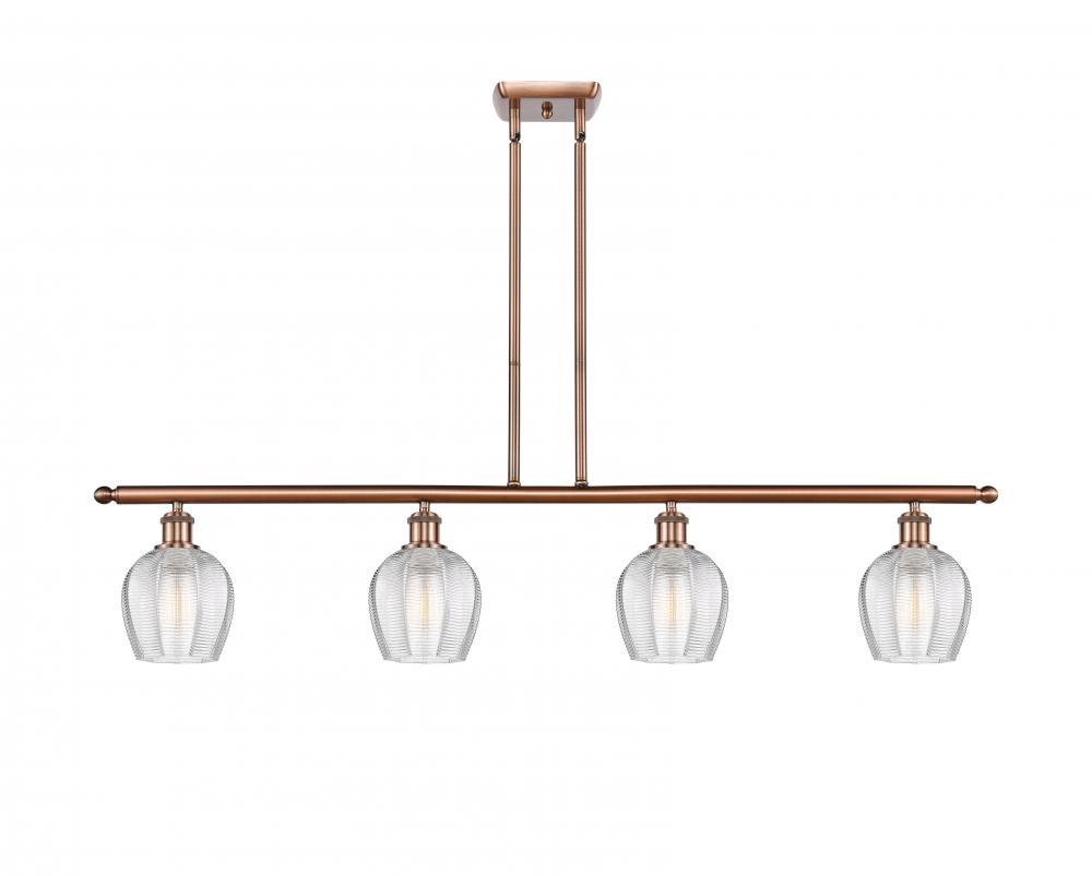 Norfolk - 4 Light - 48 inch - Antique Copper - Stem hung - Island Light