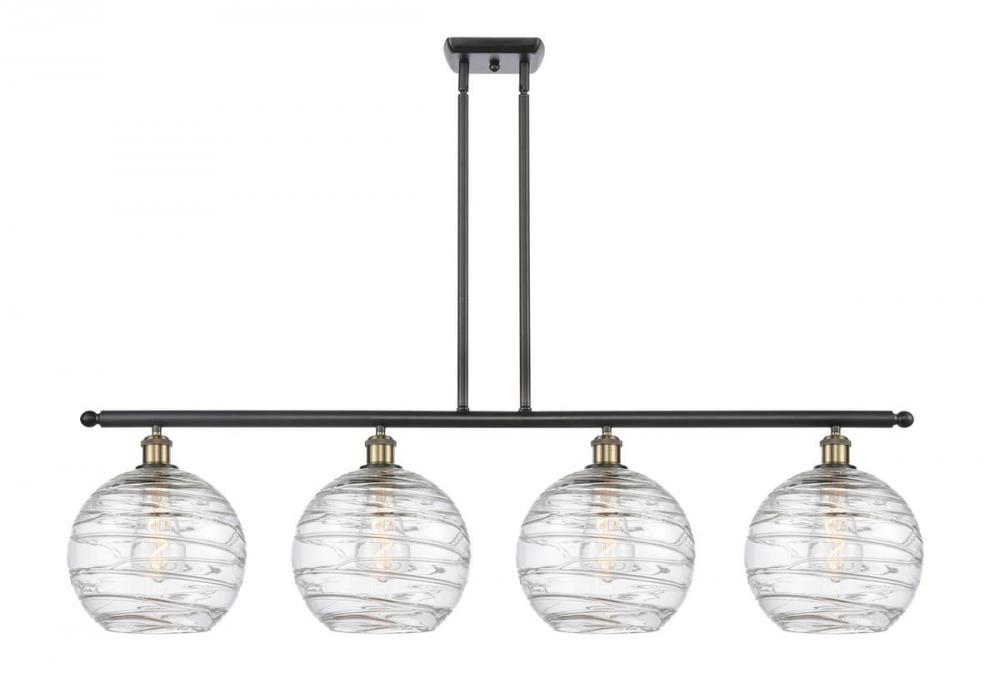 Athens Deco Swirl - 4 Light - 48 inch - Black Antique Brass - Stem hung - Island Light