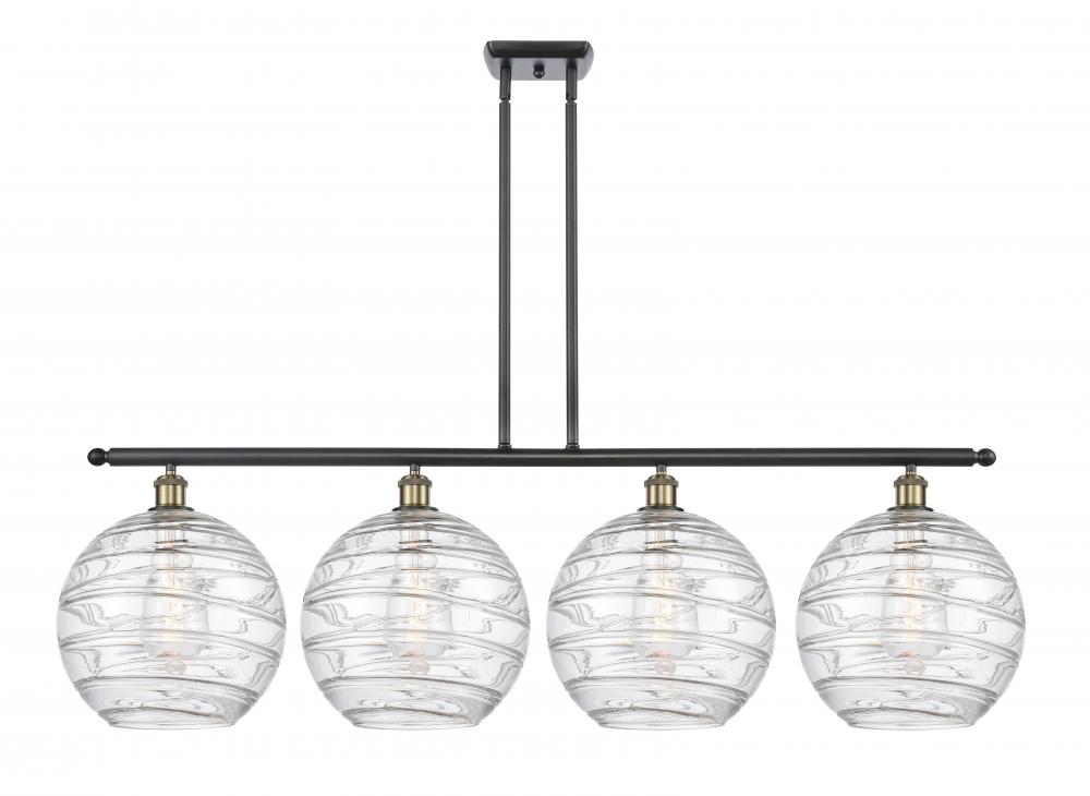 Athens Deco Swirl - 4 Light - 50 inch - Black Antique Brass - Stem hung - Island Light