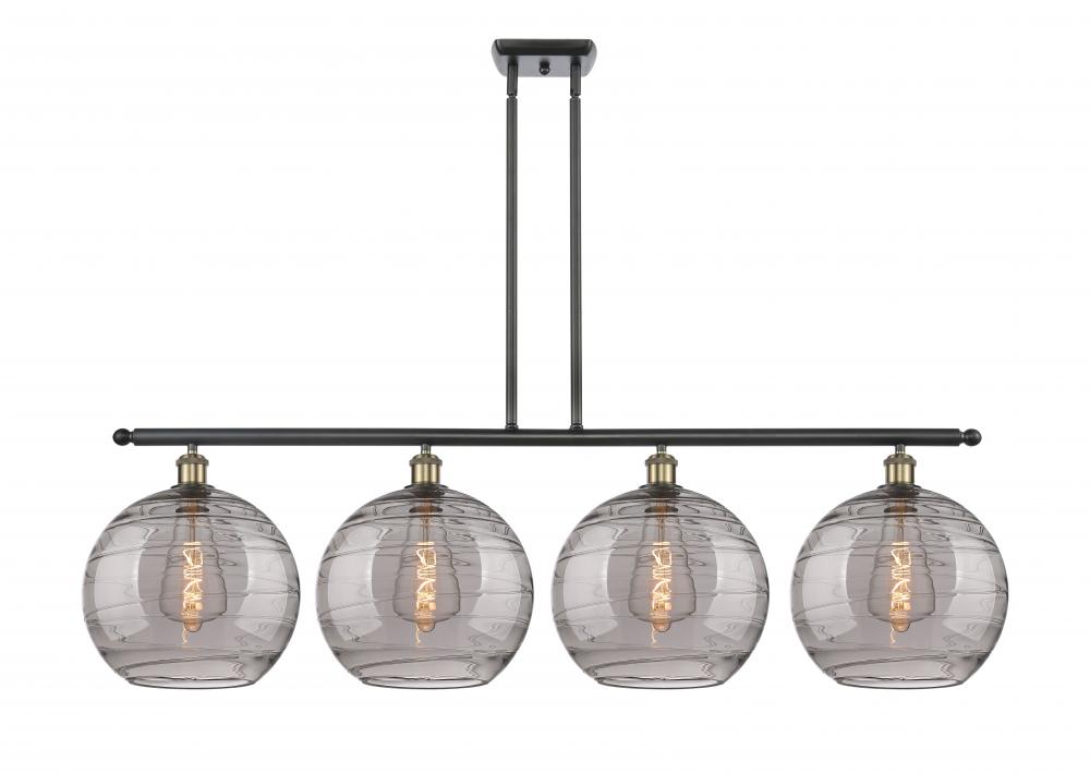 Athens Deco Swirl - 4 Light - 50 inch - Black Antique Brass - Stem hung - Island Light