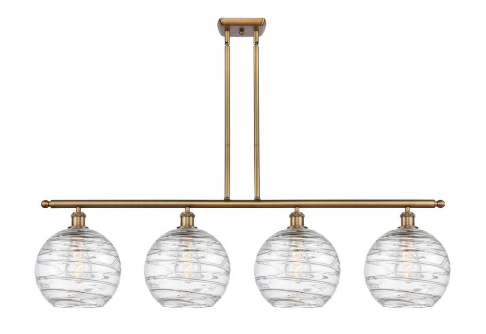 Athens Deco Swirl - 4 Light - 48 inch - Brushed Brass - Stem hung - Island Light