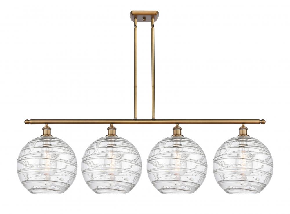 Athens Deco Swirl - 4 Light - 50 inch - Brushed Brass - Stem hung - Island Light