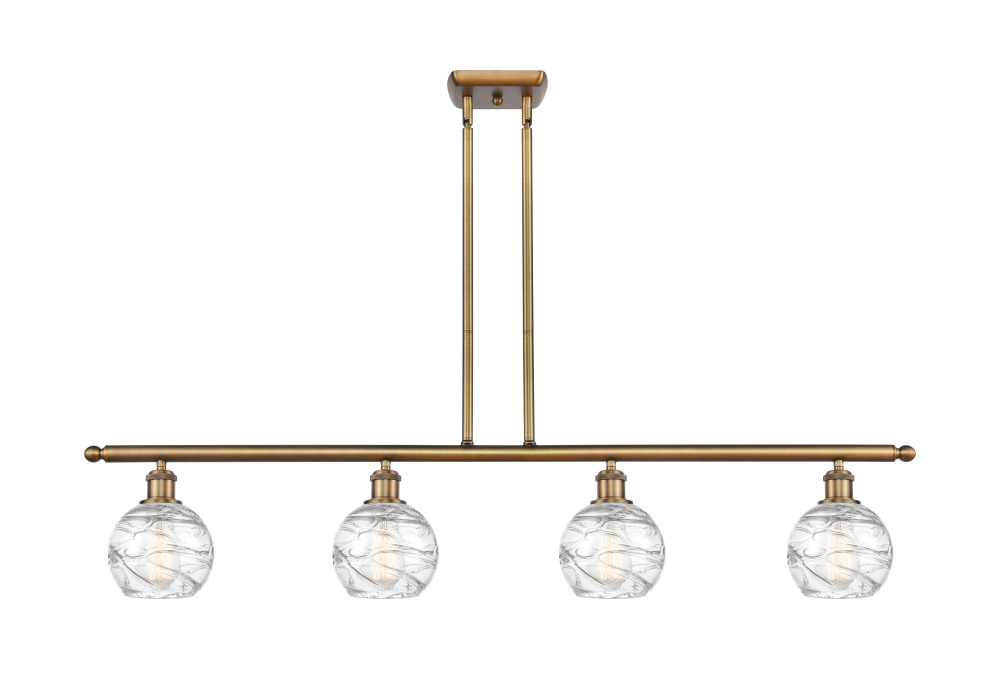 Athens Deco Swirl - 4 Light - 48 inch - Brushed Brass - Stem Hung - Island Light