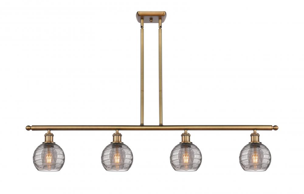 Athens Deco Swirl - 4 Light - 48 inch - Brushed Brass - Stem hung - Island Light