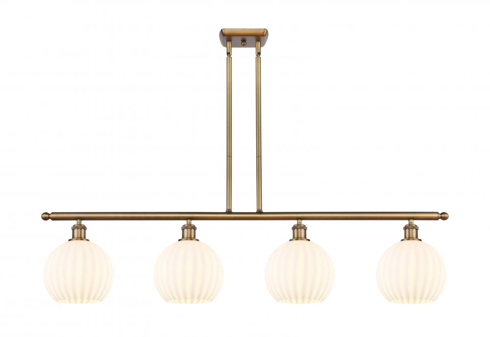 White Venetian - 4 Light - 48 inch - Brushed Brass - Stem Hung - Island Light