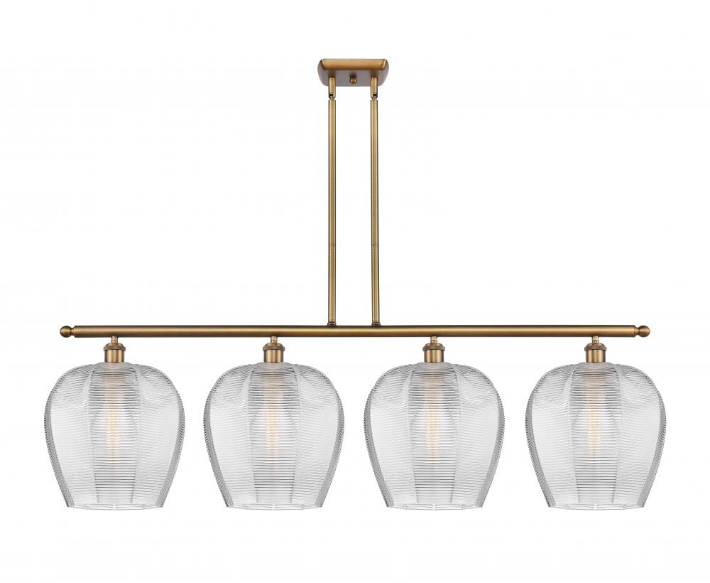 Norfolk - 4 Light - 50 inch - Brushed Brass - Stem hung - Island Light