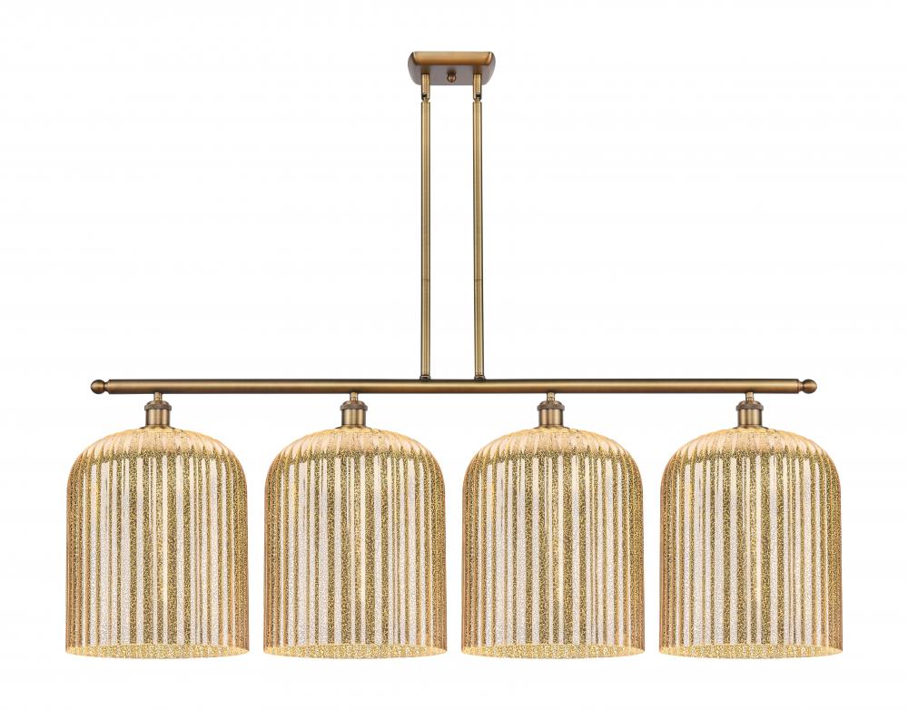 Bridal Veil - 4 Light - 48 inch - Brushed Brass - Stem hung - Island Light