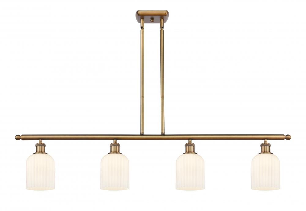 Bridal Veil - 4 Light - 48 inch - Brushed Brass - Stem hung - Island Light