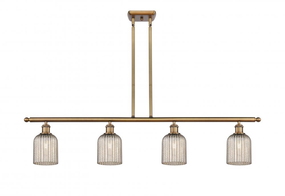 Bridal Veil - 4 Light - 48 inch - Brushed Brass - Stem hung - Island Light