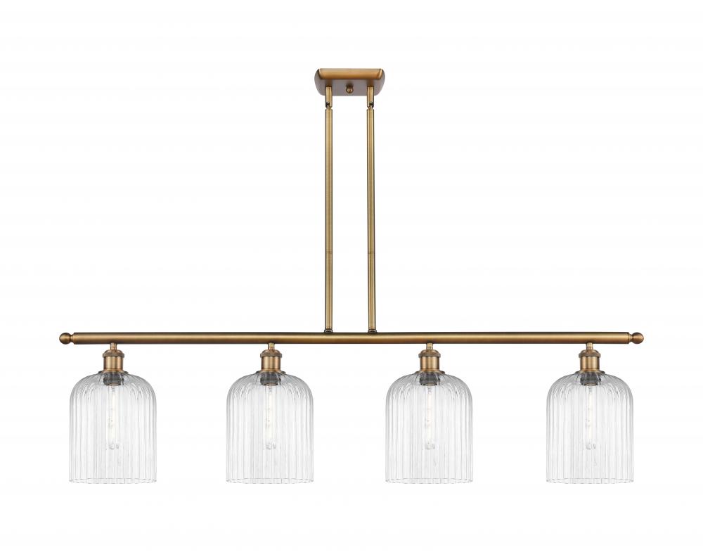 Bridal Veil - 4 Light - 48 inch - Brushed Brass - Stem hung - Island Light