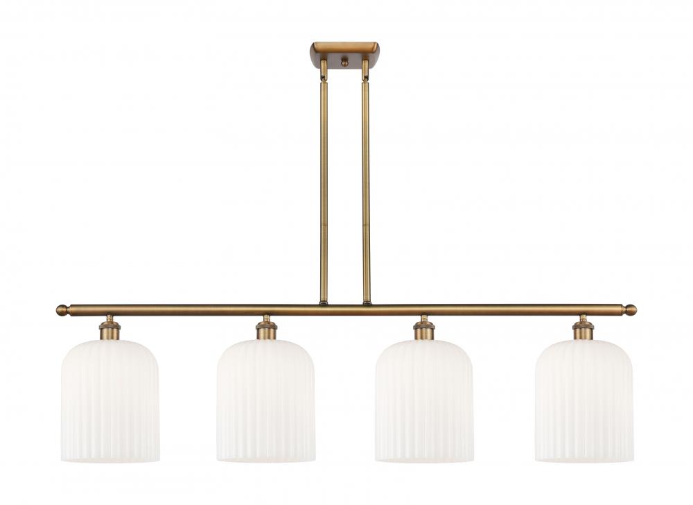 Bridal Veil - 4 Light - 48 inch - Brushed Brass - Stem hung - Island Light