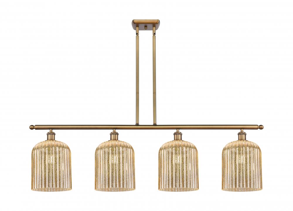 Bridal Veil - 4 Light - 48 inch - Brushed Brass - Stem hung - Island Light