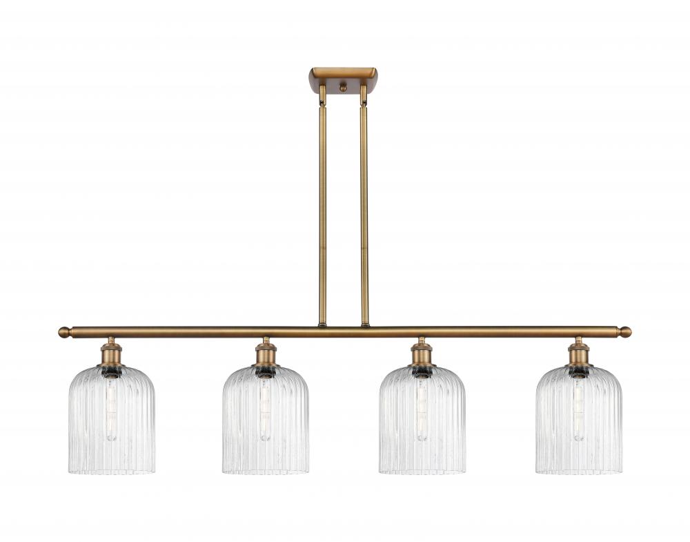 Bridal Veil - 4 Light - 48 inch - Brushed Brass - Stem hung - Island Light