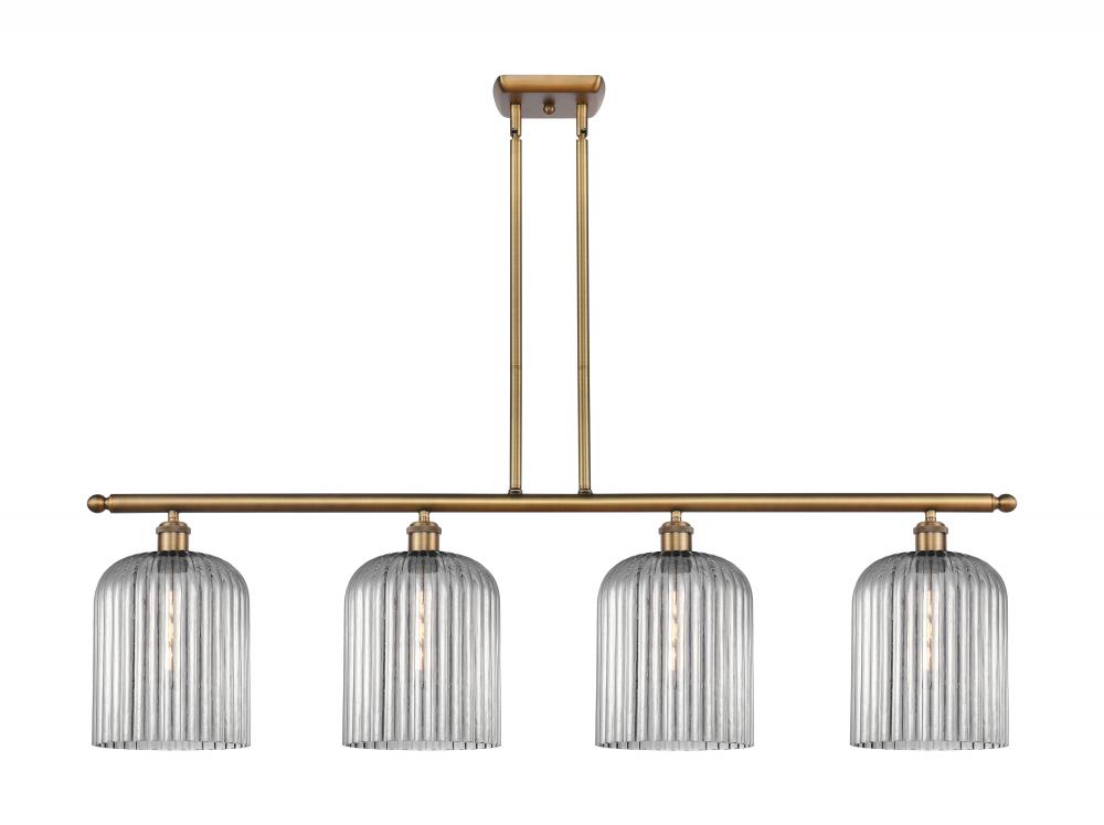 Bridal Veil - 4 Light - 48 inch - Brushed Brass - Stem hung - Island Light