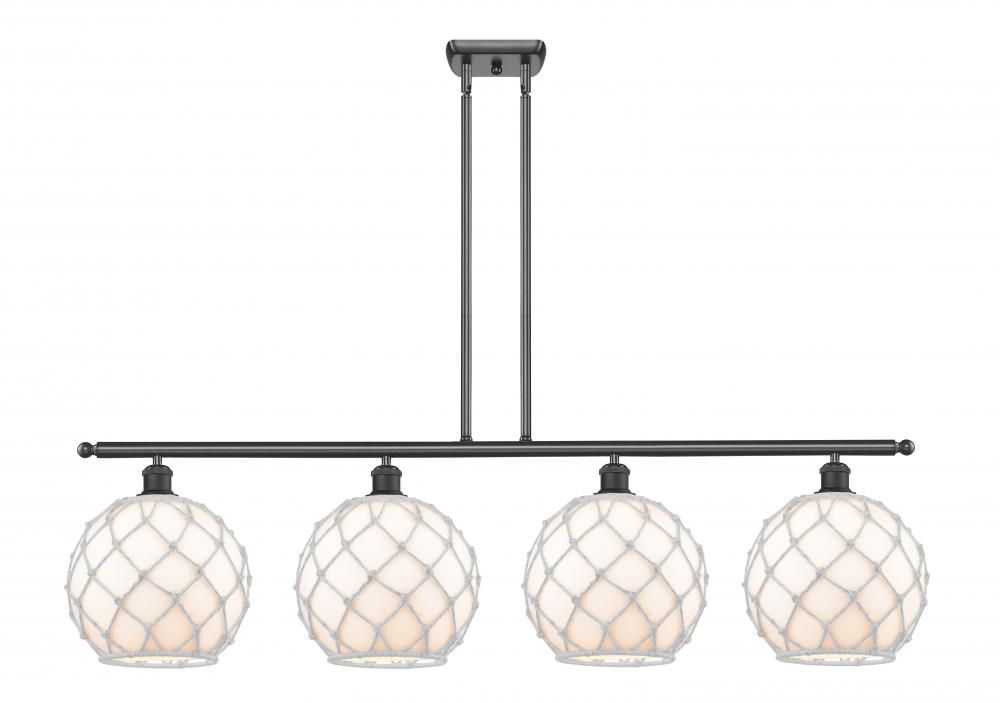 Farmhouse Rope - 4 Light - 48 inch - Matte Black - Stem hung - Island Light