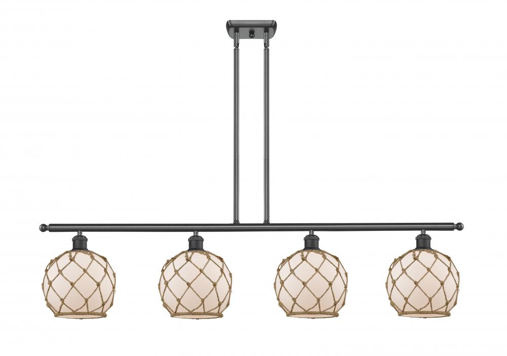 Farmhouse Rope - 4 Light - 48 inch - Matte Black - Stem hung - Island Light