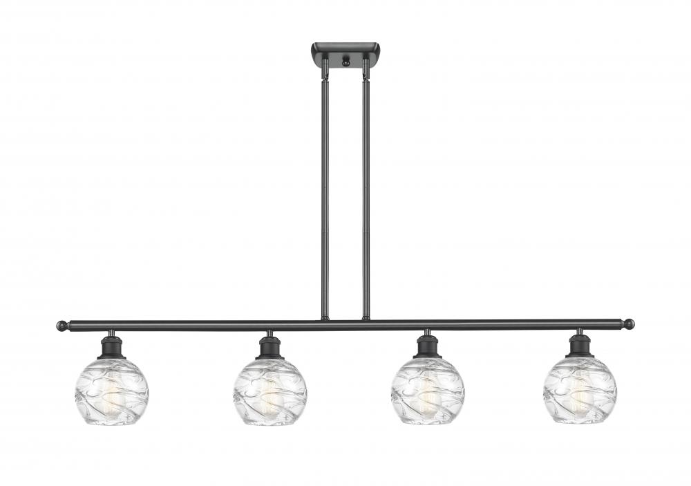 Athens Deco Swirl - 4 Light - 48 inch - Matte Black - Stem hung - Island Light