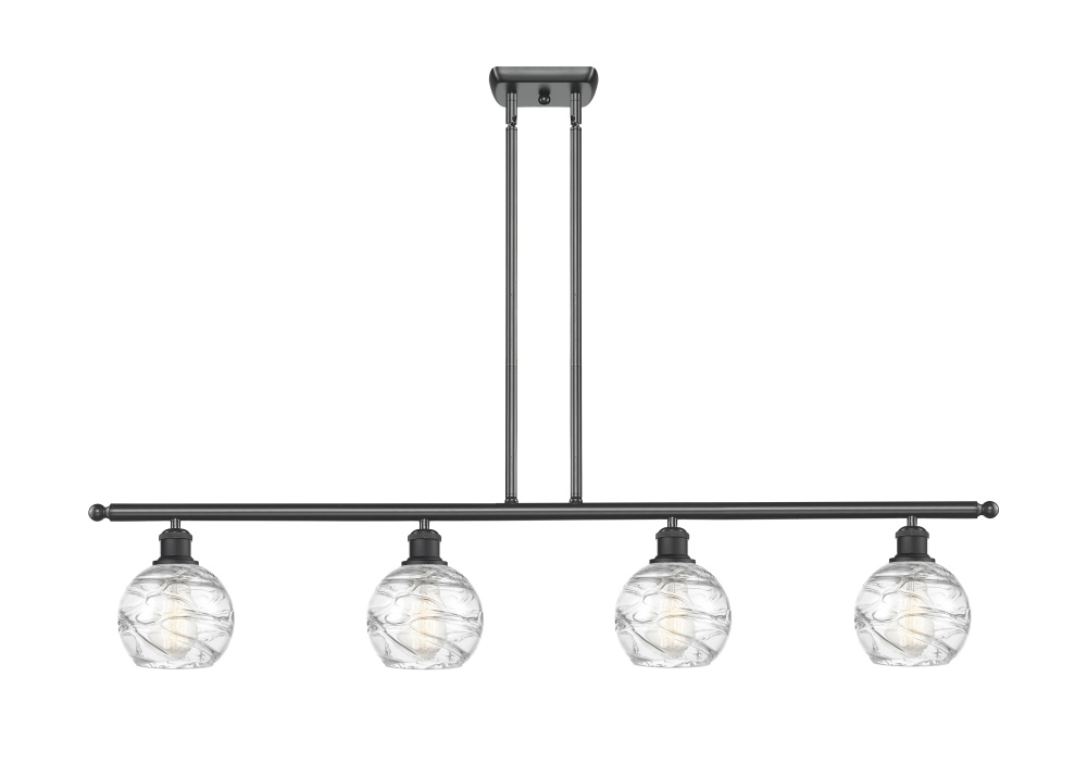 Athens Deco Swirl - 4 Light - 48 inch - Matte Black - Stem Hung - Island Light