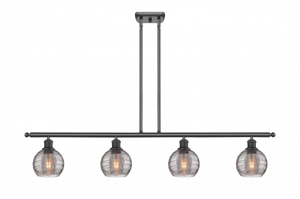 Athens Deco Swirl - 4 Light - 48 inch - Matte Black - Stem hung - Island Light