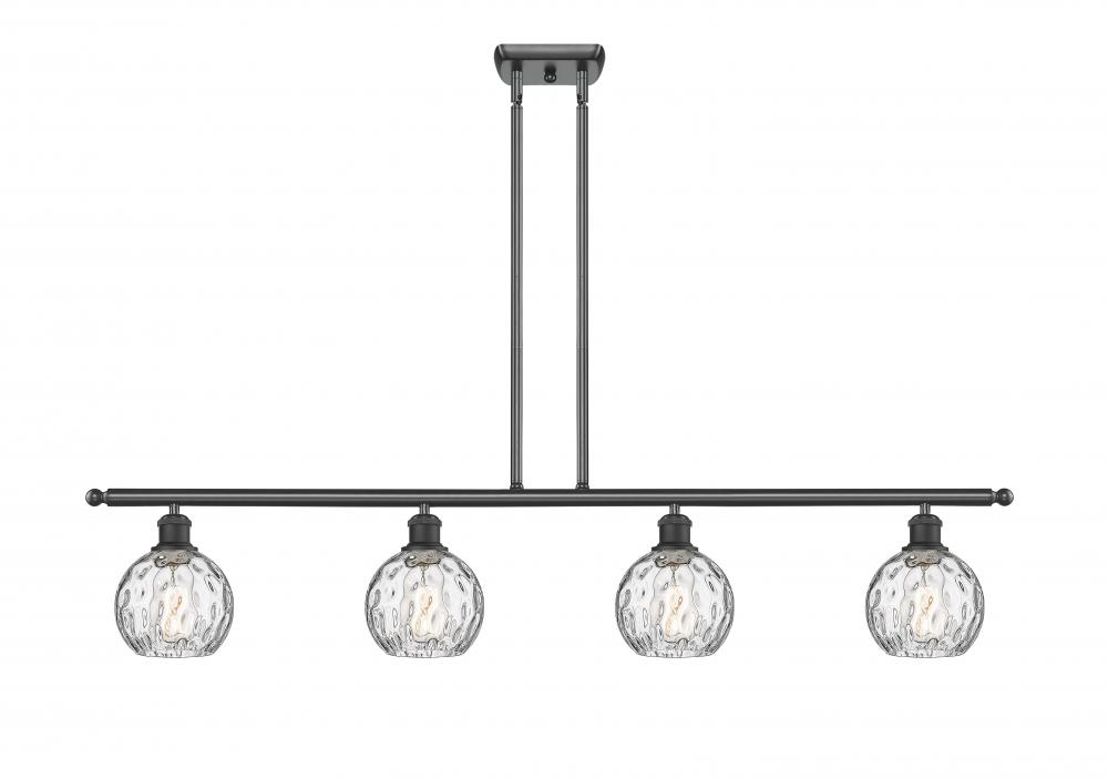 Athens Water Glass - 4 Light - 48 inch - Matte Black - Stem hung - Island Light