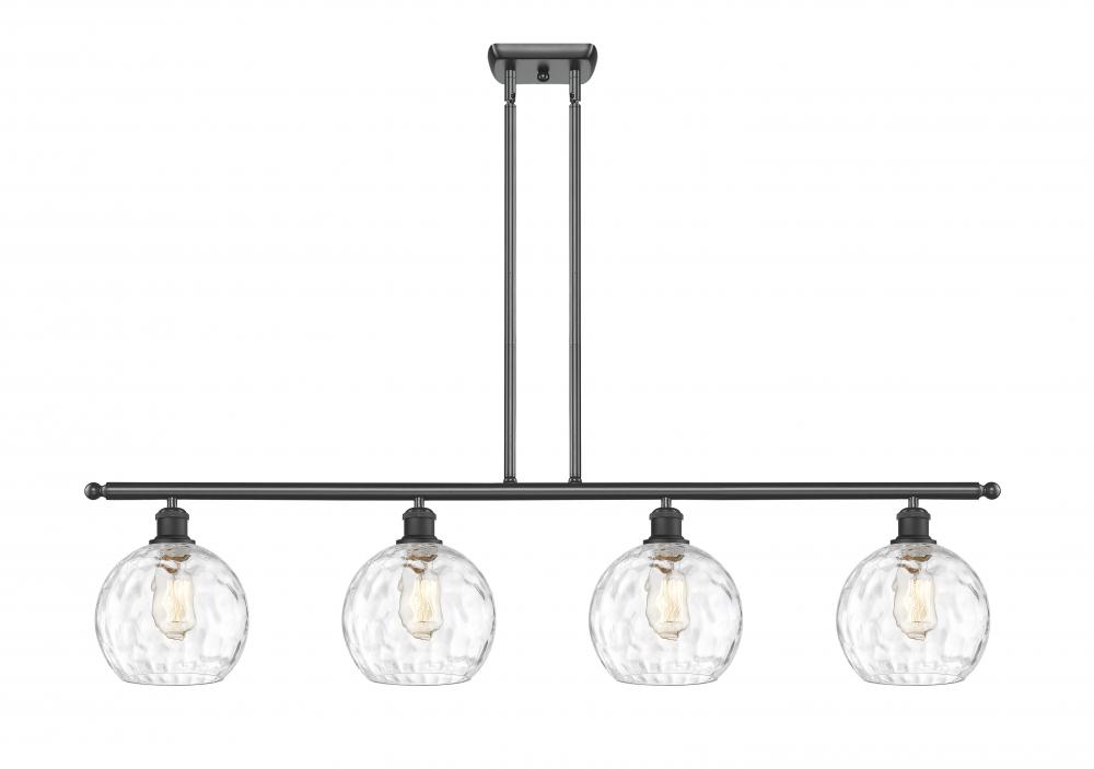 Athens Water Glass - 4 Light - 48 inch - Matte Black - Stem hung - Island Light