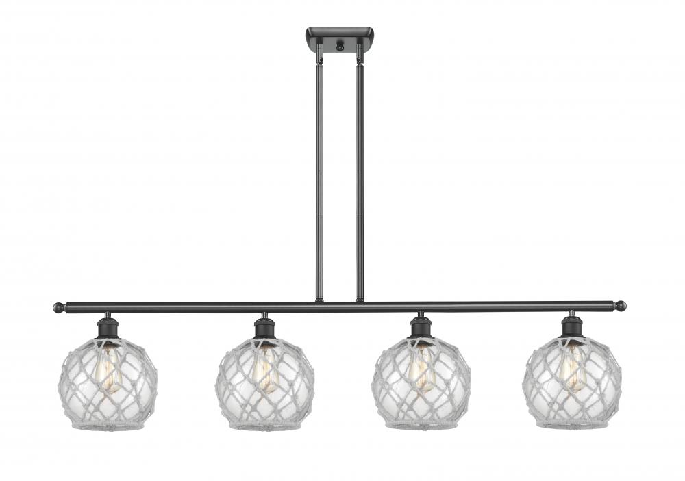 Farmhouse Rope - 4 Light - 48 inch - Matte Black - Stem hung - Island Light