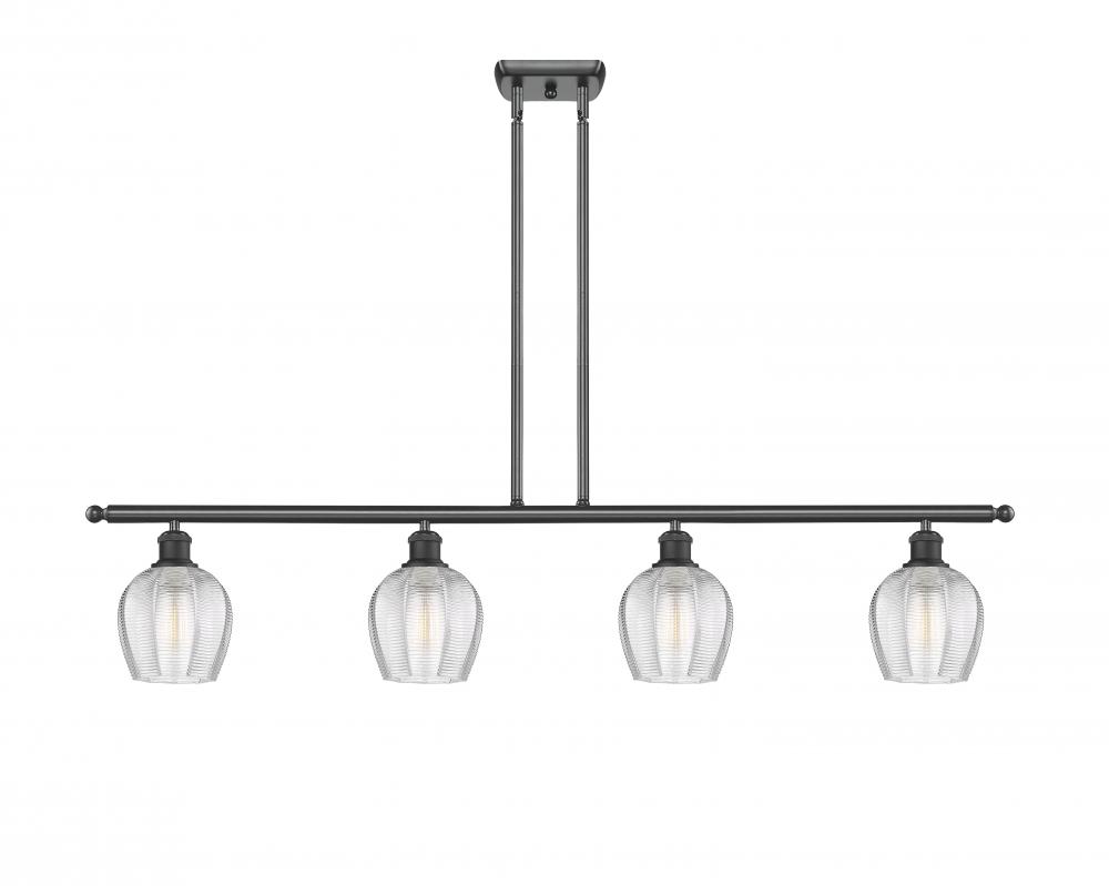 Norfolk - 4 Light - 48 inch - Matte Black - Stem hung - Island Light