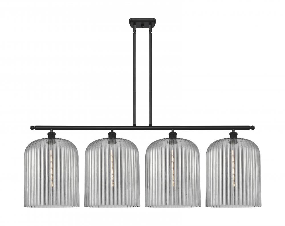 Bridal Veil - 4 Light - 48 inch - Matte Black - Stem hung - Island Light