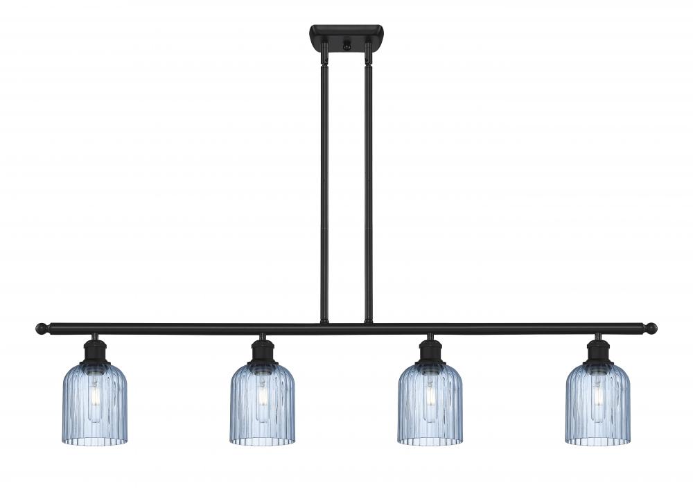 Bridal Veil - 4 Light - 48 inch - Matte Black - Stem hung - Island Light