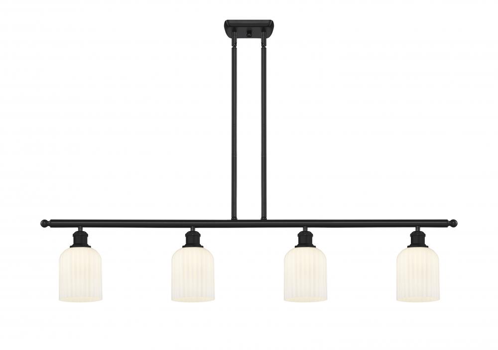 Bridal Veil - 4 Light - 48 inch - Matte Black - Stem hung - Island Light