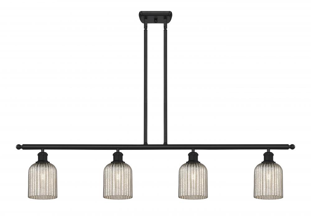 Bridal Veil - 4 Light - 48 inch - Matte Black - Stem hung - Island Light