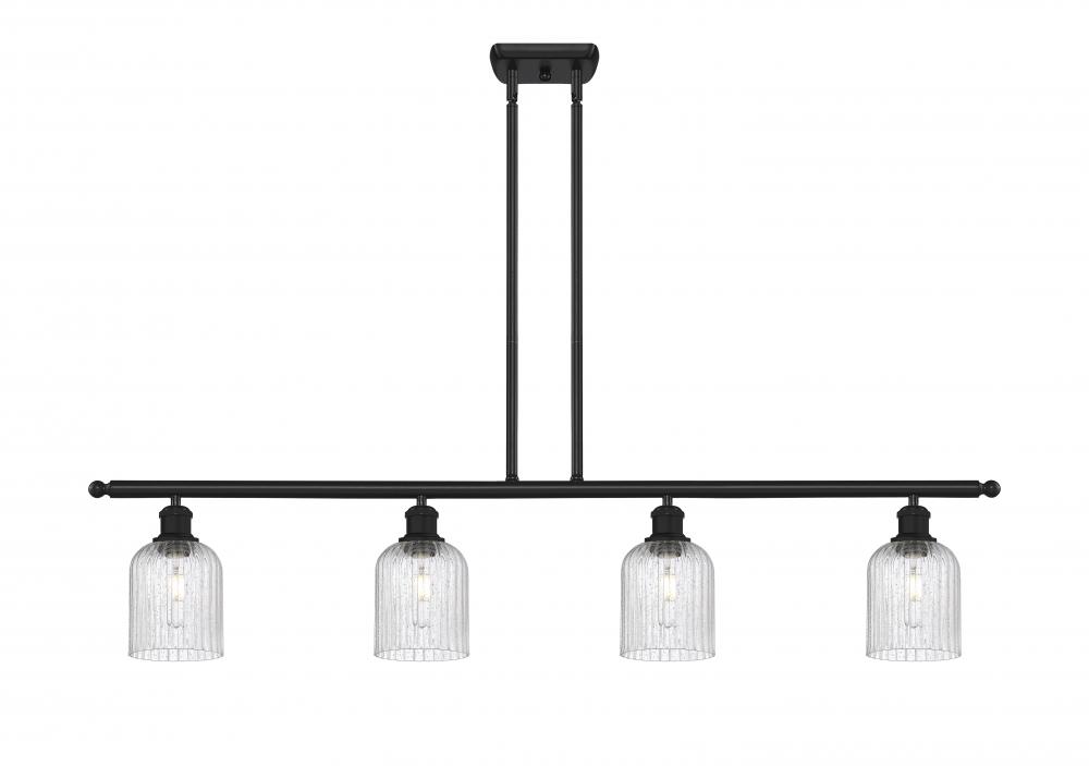 Bridal Veil - 4 Light - 48 inch - Matte Black - Stem hung - Island Light