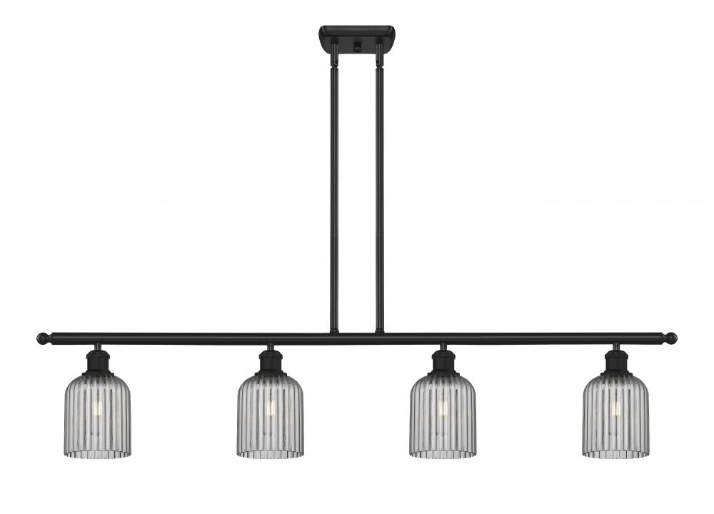 Bridal Veil - 4 Light - 48 inch - Matte Black - Stem hung - Island Light