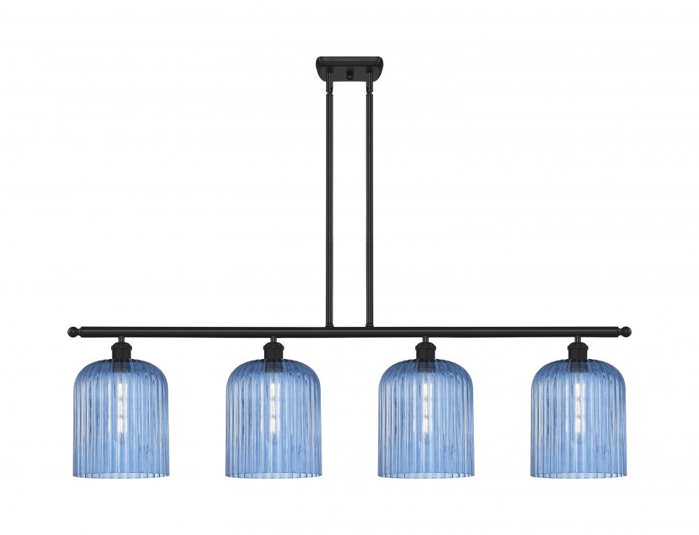 Bridal Veil - 4 Light - 48 inch - Matte Black - Stem hung - Island Light