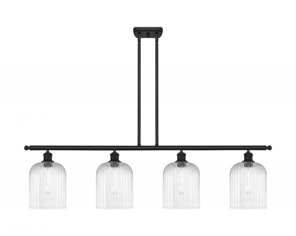Bridal Veil - 4 Light - 48 inch - Matte Black - Stem hung - Island Light