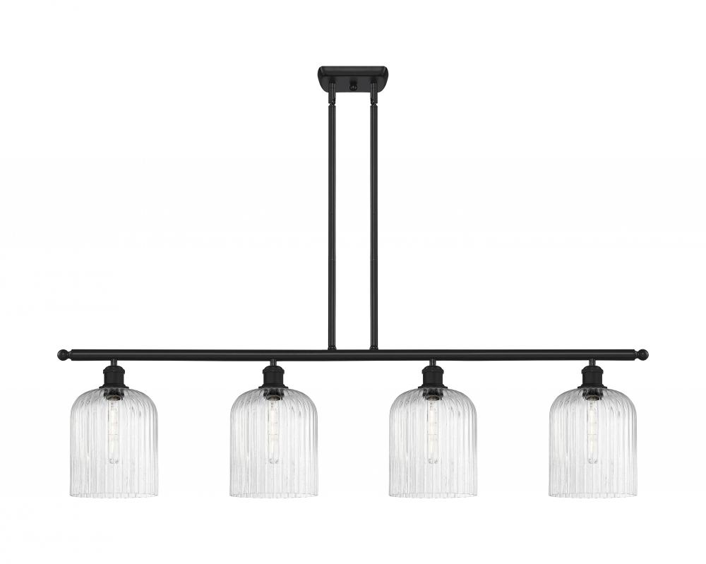 Bridal Veil - 4 Light - 48 inch - Matte Black - Stem hung - Island Light