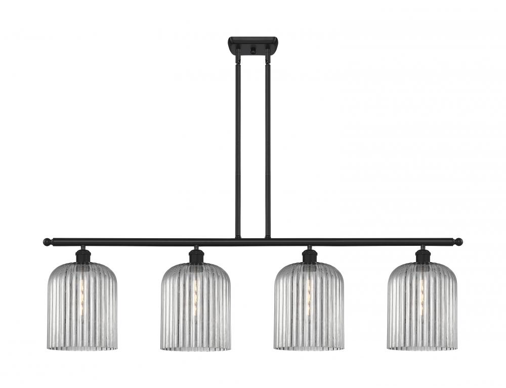 Bridal Veil - 4 Light - 48 inch - Matte Black - Stem hung - Island Light