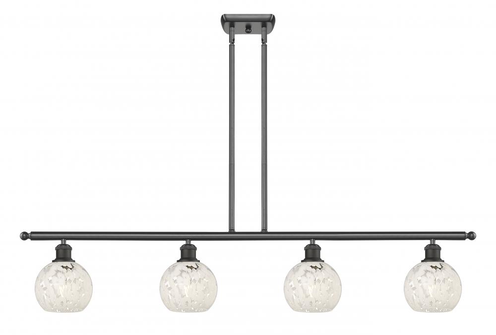 White Mouchette - 4 Light - 48 inch - Oil Rubbed Bronze - Stem Hung - Island Light