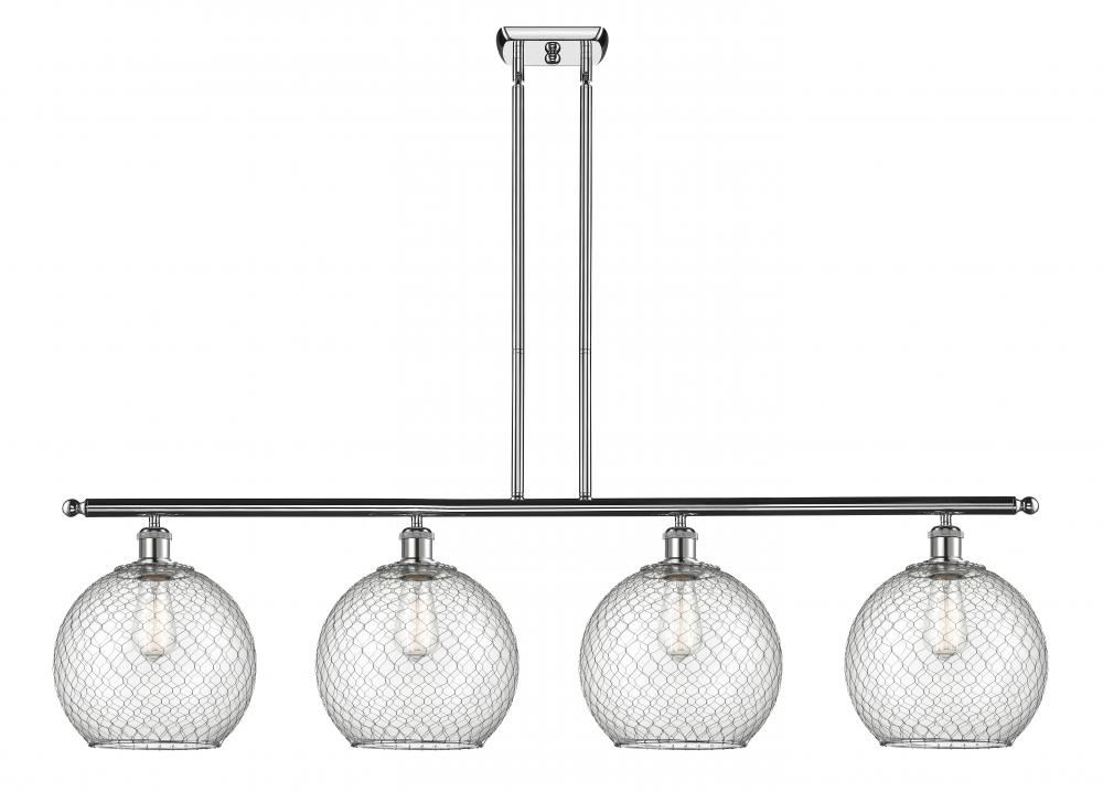 Farmhouse Chicken Wire - 4 Light - 48 inch - Polished Chrome - Stem hung - Island Light