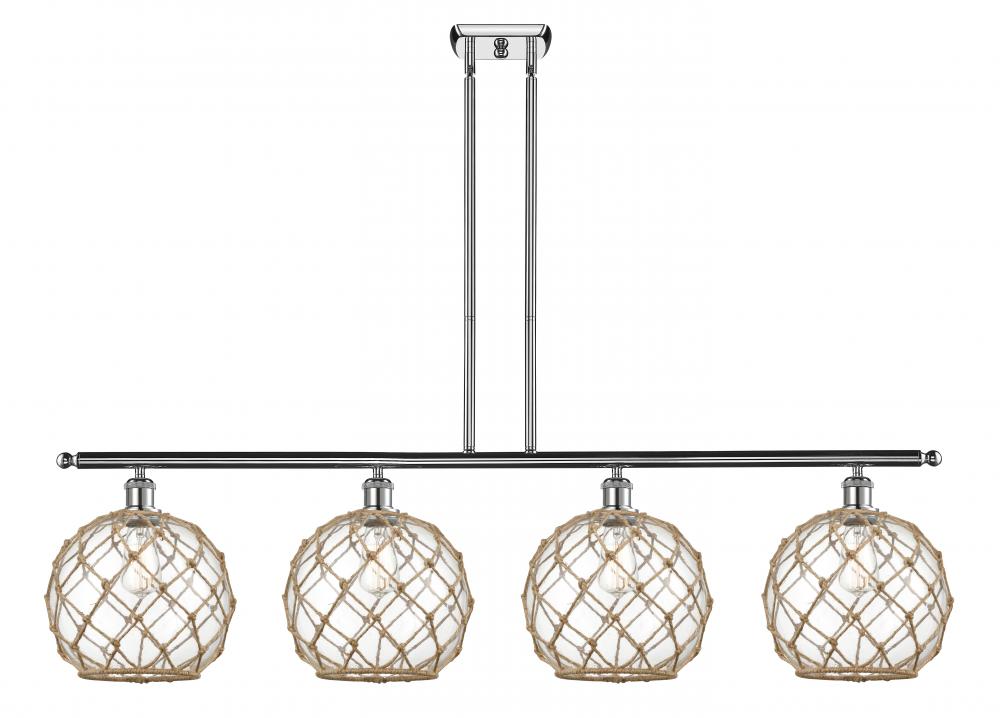 Farmhouse Rope - 4 Light - 48 inch - Polished Chrome - Stem hung - Island Light