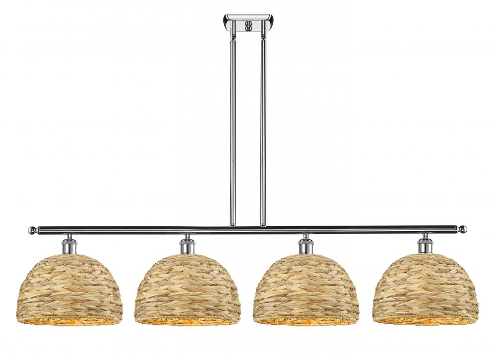 Woven Rattan - 4 Light - 50 inch - Polished Chrome - Multi Pendant