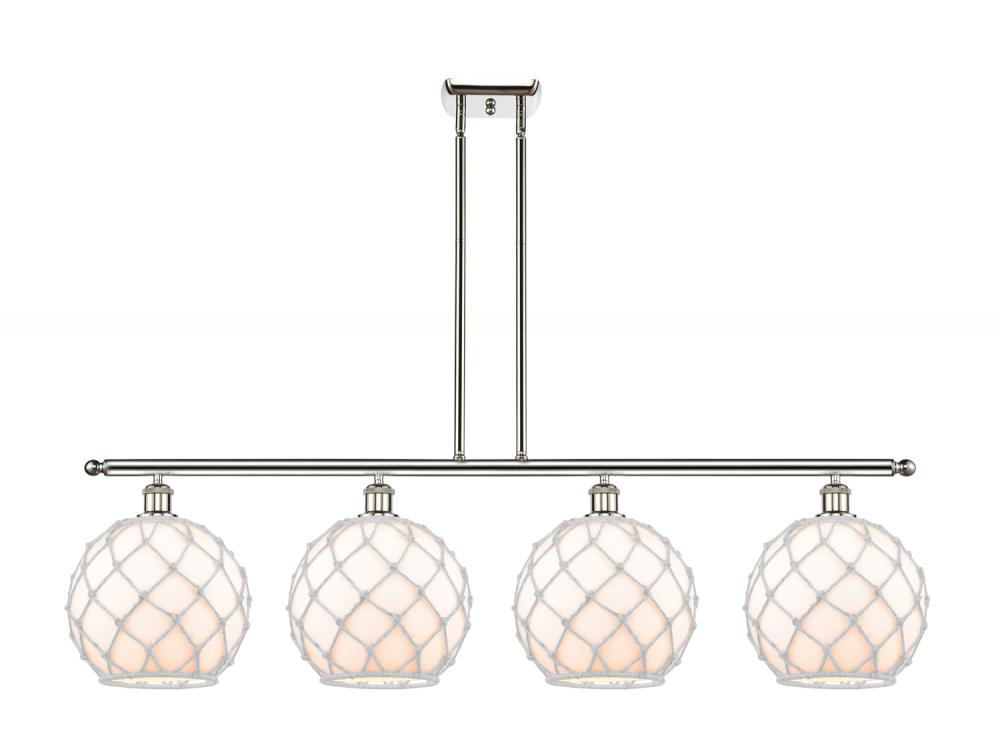 Farmhouse Rope - 4 Light - 48 inch - Polished Nickel - Stem hung - Island Light